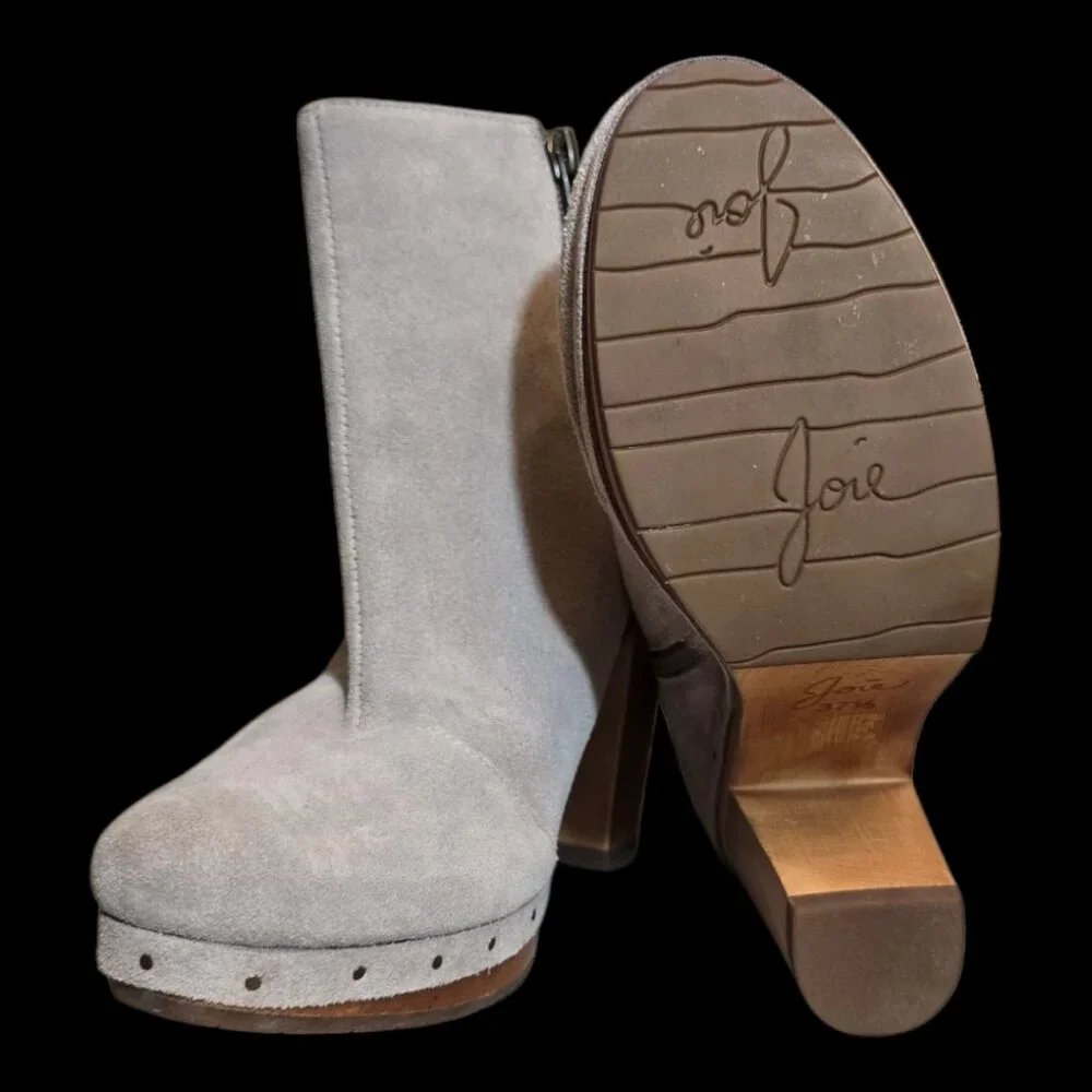 JOIE Women's Retro Platform Suede Clog Ankle Dewitt Bootie sz  37.5 (7.5) NWOT